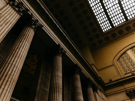 brown concrete pillars indoors